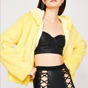 Dolls Kill Yellow Eternal Sunshine Furry Hoodie